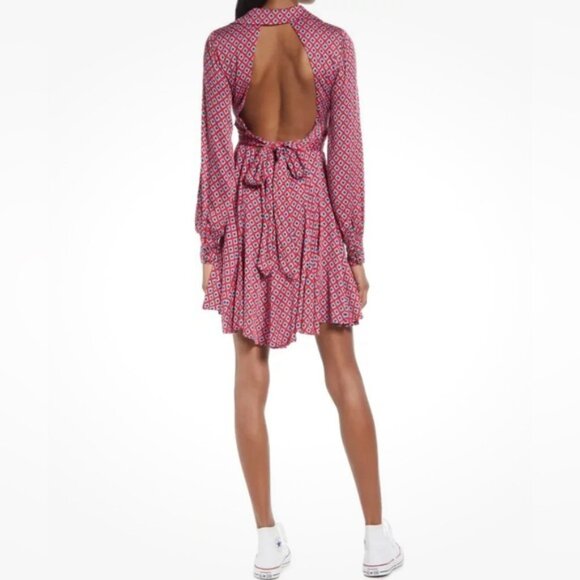NWT Free People Women's It Takes Two Long Sleeve Mini Dress Pop‎ Combo LARGE - Picture 3 of 16